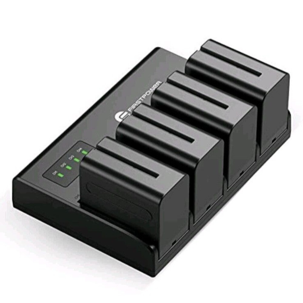 First Power 4 Pack NP-F970 Batteries and 4-Channel Charger Select Sony Handycams